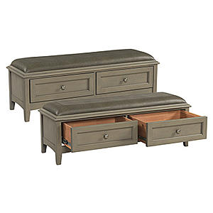 McKenzie 2-Drawer Bench, Fieldstone by Whittier Wood Furniture