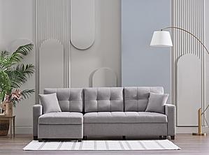 Mocca Fabric Reversible Queen Sleeper Storage Sectional (Dupont Gray) by Bellona