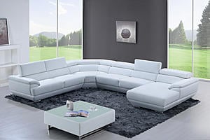 430 Pure White Leather Sectional by ESF