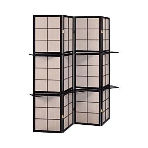 Iggy 4-panel Folding Screen with Removable Shelves Tan and Cappuccino 900166 by Coaster