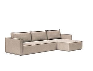 Newilla Slim Sofa Bed w/Lounger Adario Taupe by Innovation Living