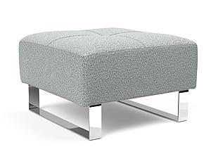 Deluxe Excess Ottoman Melange Light Gray, Chrome Legs by Innovation Living