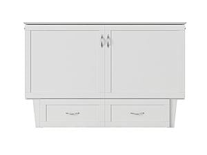 Chelsea Mid-Century Modern Queen Solid Wood Murphy Bed Chest w/Mattress in White by AFI Furnishing