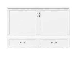 Raleigh Modern Queen Solid Wood Murphy Bed Chest w/Mattress in White by AFI Furnishing