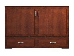 Raleigh Modern Queen Solid Wood Murphy Bed Chest w/Mattress in Walnut by AFI Furnishing