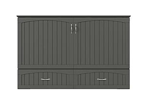 Aspen Mid-Century Modern Queen Solid Wood Murphy Bed Chest w/Mattress in Grey by AFI Furnishing