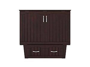 Sydney Twin Wood Murphy Bed Chest w/Storage Drawer & Charging Station in Espresso by AFI Furnishing
