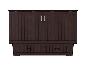 Sydney Modern Coastal Queen Solid Wood Murphy Bed Chest w/Mattress in Espresso by AFI Furnishing