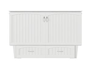 Sydney Modern Coastal Queen Solid Wood Murphy Bed Chest w/Mattress in White by AFI Furnishing