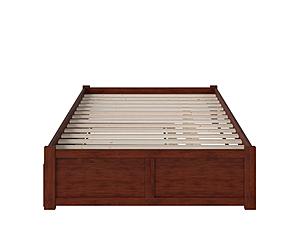 Concord Solid Wood King Platform Bed w/Footboard & Twin XL Trundle in Walnut by AFI Furnishing