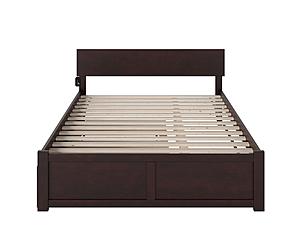 Orlando Solid Wood King Platform Bed w/Footboard & Twin XL Trundle in Espresso by AFI Furnishing