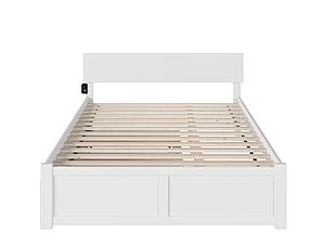 Orlando Solid Wood King Platform Bed w/Footboard & Twin XL Trundle in Walnut by AFI Furnishing
