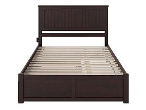 Nantucket Solid Wood King Platform Bed w/Footboard & Twin XL Trundle in Espresso by AFI Furnishing