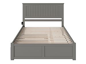 Nantucket Solid Wood King Platform Bed w/Footboard & Twin XL Trundle in Grey by AFI Furnishing