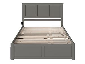 Madison Solid Wood King Platform Bed w/Footboard & Twin XL Trundle in Grey by AFI Furnishing