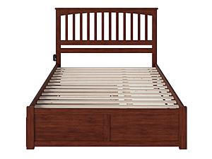 Mission Solid Wood King Platform Bed w/Footboard & Twin XL Trundle in Walnut by AFI Furnishing