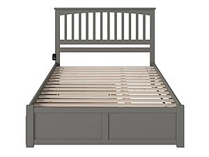 Mission Solid Wood King Platform Bed w/Footboard & Twin XL Trundle in Grey by AFI Furnishing