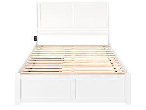 Portland Queen Platform Bed w/Footboard & 2 Storage Drawers in White by AFI Furnishing