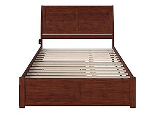 Portland Solid Wood King Platform Bed w/Footboard & Twin XL Trundle in Walnut by AFI Furnishing