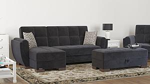 Armada Air Lounge Sectional (L+C) 103 Black Microfiber by Casamode