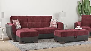Armada Air Burgundy/Black 110 Sectional Sofa Sleeper by Casamode