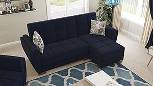 Armada Air Denim Dark Blue Fabric 111 Sectional Sofa Sleeper by Casamode