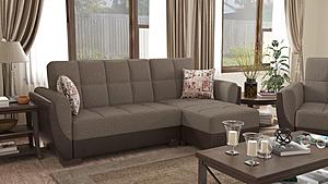 Armada Air Brown Chenille/PU 114 Sectional Sofa Sleeper by Casamode