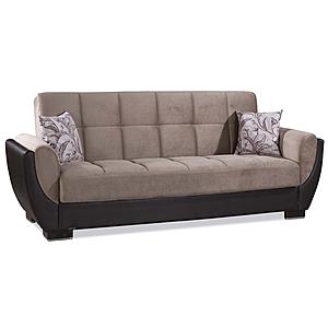 Armada Air Sand/Brown Chenille/PU 109 Sofa Bed by Casamode