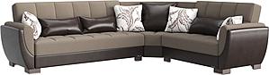 Armada Air Sand/Brown Chenille/PU 109 Corner Sectional Sofa Sleeper by Casamode