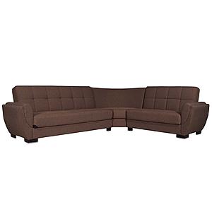 Armada Air Brown Chenille 112 Corner Sectional Sofa Sleeper by Casamode
