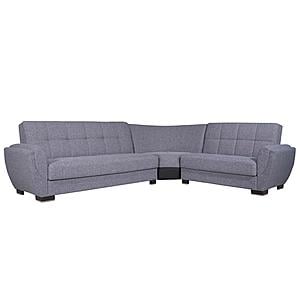 Armada Air Gray Fabric 113 Corner Sectional Sofa Sleeper by Casamode