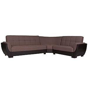 Armada Air Brown Chenille/PU 114 Corner Sectional Sofa Sleeper by Casamode