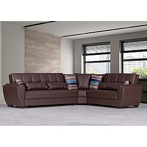 Armada Air Brown PU 116 Corner Sectional Sofa Sleeper by Casamode