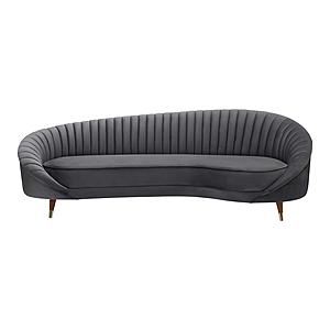Palisade Contemporary Sofa in Blue Velvet w/Brown Wood Legs by Armen Living