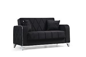 Efes Black Velvet Loveseat by Alpha Furniture