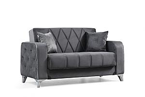 Efes Gray Velvet Loveseat by Alpha Furniture