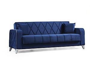 Efes Navy Blue Velvet Sofa Bed by Alpha Furniture