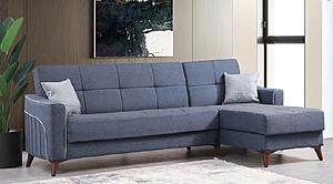 Victoria Corner Navy Blue Fabric Sectional by Alpha Furniture