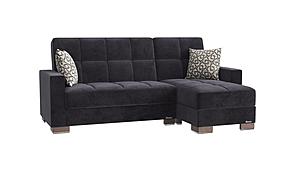 Armada Classic Lounge Sectional (L+C) 3 Microfiber Black by Casamode