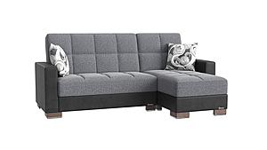 Armada Classic Gray/Black 5 Sectional Sofa Sleeper by Casamode