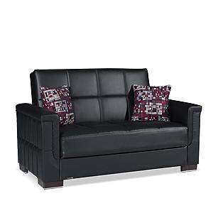 Armada Classic Black PU 15 Convertible Loveseat by Casamode