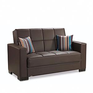 Armada Classic Brown PU 16 Convertible Loveseat by Casamode