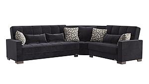 Armada Classic Sectional (S+L+W) 3 Microfiber Black by Casamode