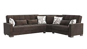 Armada Classic Sectional (S+L+W) 8 Brown Microfiber by Casamode