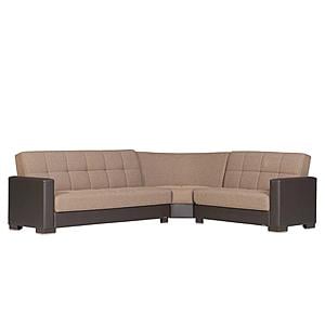 Armada Classic Sand/Brown 9 Corner Sectional Sofa Sleeper by Casamode