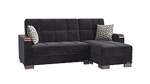 Armada X Lounge Sectional (L+C) 303 Microfiber Black by Casamode
