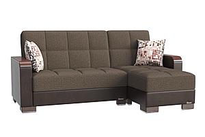 Armada X Brown Fabric/PU 314 Sectional Sofa Sleeper by Casamode