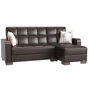 Armada X Brown PU 316 Sectional Sofa Sleeper by Casamode