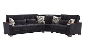Armada X Sectional (S+L+W) 303 Black Microfiber by Casamode