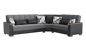 Armada X Gray/Black 305 Corner Sectional Sofa Sleeper by Casamode